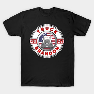 FREEDOM CONVOY USA  TRUCK BRANDON - TRUCKERS FOR FREEDOM - USA FREEDOM CONVOY 2022 WHITE ROUND RED LETTERS T-Shirt